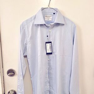 Spier & Mackay Blue Button-down Long-sleeve Slim-Fit Dress Shirt (NWT)